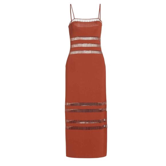 Cult Gaia Olitan Tannin Knit Pullover Beaded Midi Dress Size Small Stretch - Picture 1 of 13